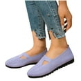thumbnail image 4 of FRSASU Women's Flat Shoes solid color round head fly woven breathable low top shallow mouth Casual office Work Wedding Comfort Soft shoes Purple, 4 of 5