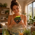 thumbnail image 7 of Floating Aquarium Rock Cave Ornament, 6.3x7.1in Artificial Moss Floating Stone Fish Tank Decor with Simulated Green Plants, 7 of 7