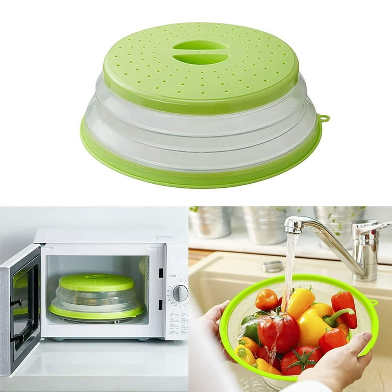 Magnetic Microwave Cover for Food, Collapsible Microwave Splatter Cover  Microwave Splatter Guard with Easy Grip Handle