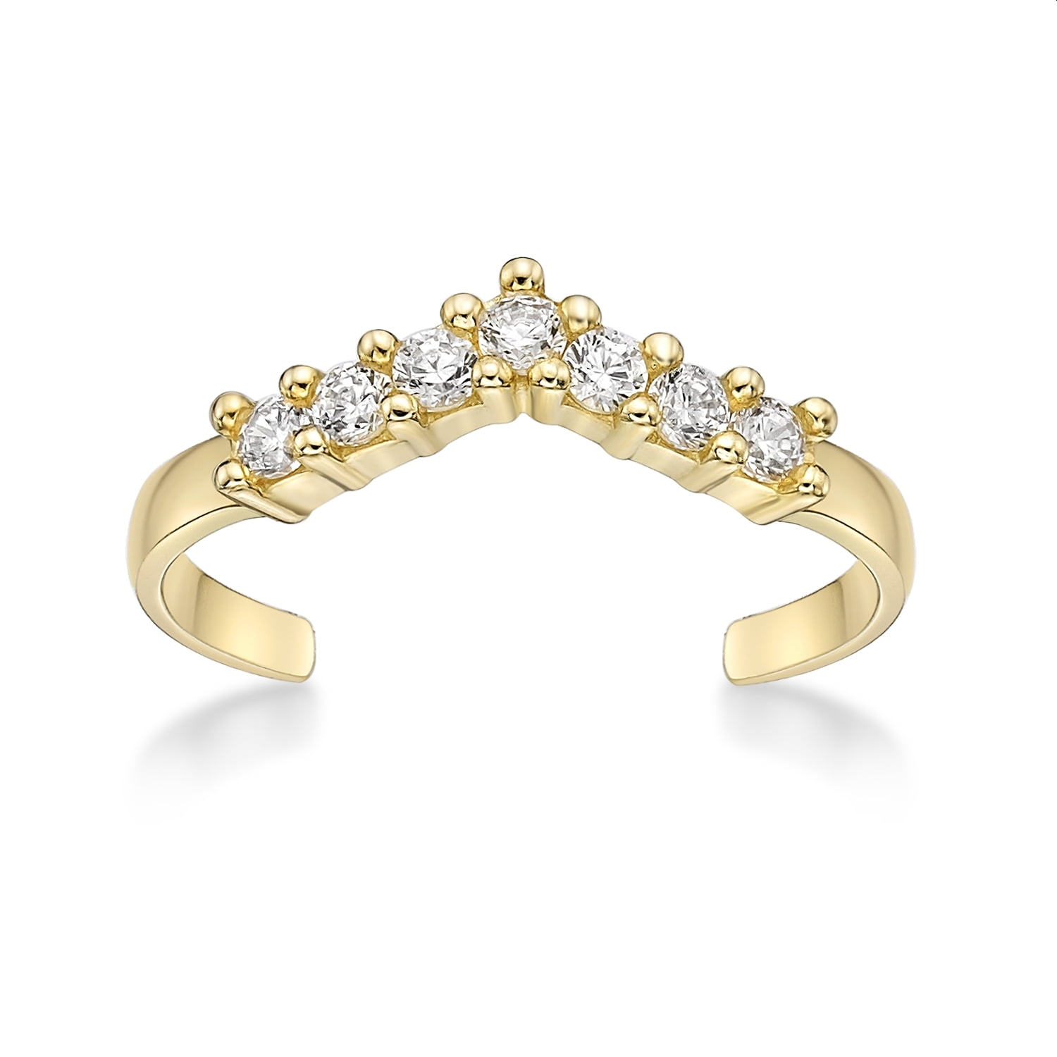 Cubic Zirconia Adjustable Toe Ring in 10k Yellow Gold 4 MM Wide