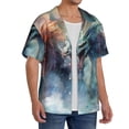 thumbnail image 2 of Yiaed Ink Style Wave Dragon Print Mens Casual Wrinkle Free Shirts Short Sleeve Button Down Summer Stretch Dress Shirt-Small, 2 of 5