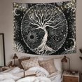 thumbnail image 3 of Arbre De Vie Tapisserie Lune Et Soleil (150x200cm) Noir Mural Psychdlique Tapisserie Mandala Toile Tapisserie Hippie Dcoration Murale Partie Dorto, 3 of 4