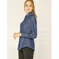 thumbnail image 4 of INSPIRE CHIC Women's Point Collar Long Sleeve Button Down Polka Dots Shirt, 4 of 4