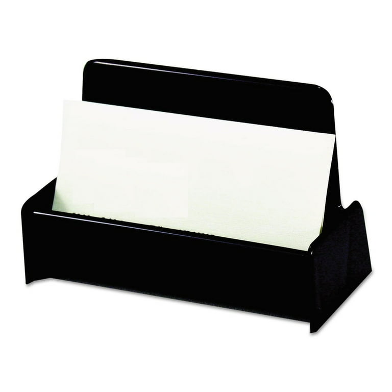 Business Card Holder, Holds 50 2 x 3.5 Cards, 3.75 x 1.81 x 1.38, Plastic, Black Business Card Holder, Holds 50 2 x 3.5 Cards, 3.75 x 1.81 x 1.38, Plastic, Black