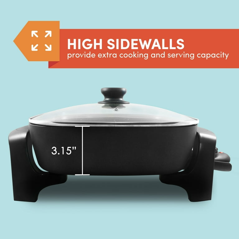 Electric Skillet - Jumbo Extra-Large Deep Dish - Tempered Glass
