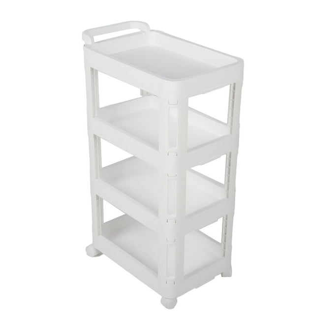 4-Tier Utility Storage Cart, Mobile Utility Cart, Multi Purpose Storage Trolley With Wheels, Large Capacity Rolling Cart Organizer For Kitchen, Bathroom, Living Room, Bedroom