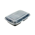 thumbnail image 2 of Asporto 26 oz Black Plastic 3 Compartment Food Container - with Clear Lid, Microwavable - 8 3/4" x 6" x 1 3/4" - 100 count box, 2 of 10