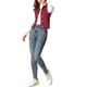 thumbnail image 2 of CHALECO SIN MANGAS DE DENIM LAVADO PARA MUJER INSPIRADO EN CHIC CON BOTONES Y BOLSILLOS BURDEOS 3XL, 2 of 6
