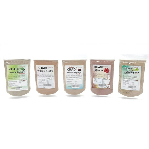 Khadi Omorose Amla Reetha Shikakai Bhringraj Hibiscus Powder combo (Pack of 5)