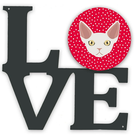 Carolines Treasures CK5110WALV Devon Rex Cat Love Metal Wall Artwork LOVE Red 12X12 multicolor