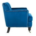 thumbnail image 4 of SAFAVIEH Colin Industrial Tufted Club Chair with Casters, Navy Blue/Espresso, 4 of 12