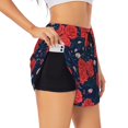 thumbnail image 3 of Running Shorts for Women, Lotus Root Rose Flowers Workout Athletic Shorts with Pockets, Lounge Yoga Shorts Women, 3 of 7