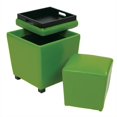 thumbnail image 1 of Office Star Metro 2 Piece Vinyl Ottoman Set in Green, 1 of 4