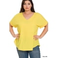 thumbnail image 2 of Zenana Women's V-Neck Heavy Dobby Boat Neck Rolled Short Sleeve Blouse Top, 2 of 3