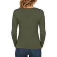 thumbnail image 5 of Utoimkio Women's V Neck Long Sleeve Undershirts Slim Fitted Stretchy Casual Basic Tee for Daily Wear Size XS-XL, 5 of 9