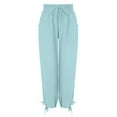 thumbnail image 4 of SROBPTY Womens Pants Plus Size, Summer Pants for Women, Women's Solid Color High Waisted Casual Baggy Wide Leg Pants with Pocket Light Blue XXL, 4 of 4