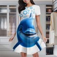 thumbnail image 2 of Blue Dolphin Bubble Design Women's Classic Swing Skater Dress Casual Work Party Cocktail Dresses, 2 of 6