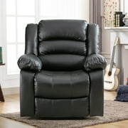 Bonzy Home Recliner Comfortable Arms and Back Faux Leather Single Reclining Chair Modern Sofa for Living Room Bedroom, Black