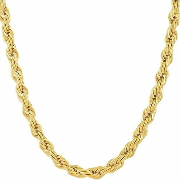 LIFETIME JEWELRY 6mm Rope Chain Necklace 24k Real Gold Plated- Women and Men (36 inches)