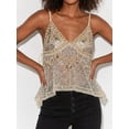 thumbnail image 4 of Women Sequin Top Rhinestone Sparkle Sleeveless V Neck Camisole Open Back Summer Party Clubwear S, 4 of 8