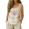 thumbnail image 5 of Womens Tank Tops Cotton Linen Retro Embroidered Vacation Summer Tank Tops for Women Beige L, 5 of 5