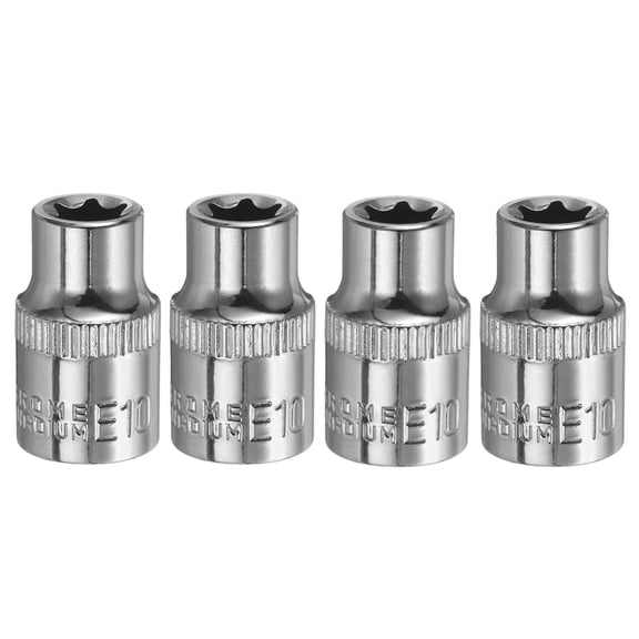 Uxcell 4pcs E-Torx Socket 3/8" Drive E10 External Torx Deep Socket CR-V Star Socket 1.2" Length