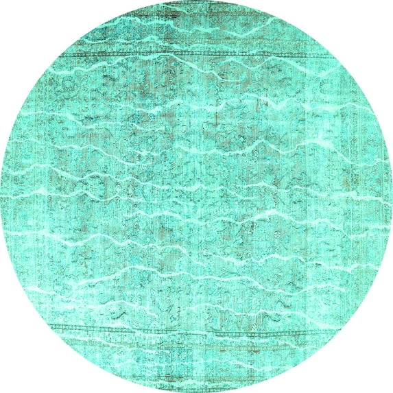 Ahgly Company Indoor Round Persian Turquoise Blue Traditional Area Rugs, 7' Round