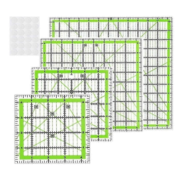 4pcs Quilting Ruler Square Acrylic Quilting Ruler Fabric Cutting Ruler Clear Mark Acrylic Ruler and Ironing Ruler A