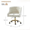 thumbnail image 4 of Modern Home Task Chair Swivel Rolling Computer Velvet Fabric Gold Legs Makeup Vanity Chairs Adult Ivory, 4 of 8