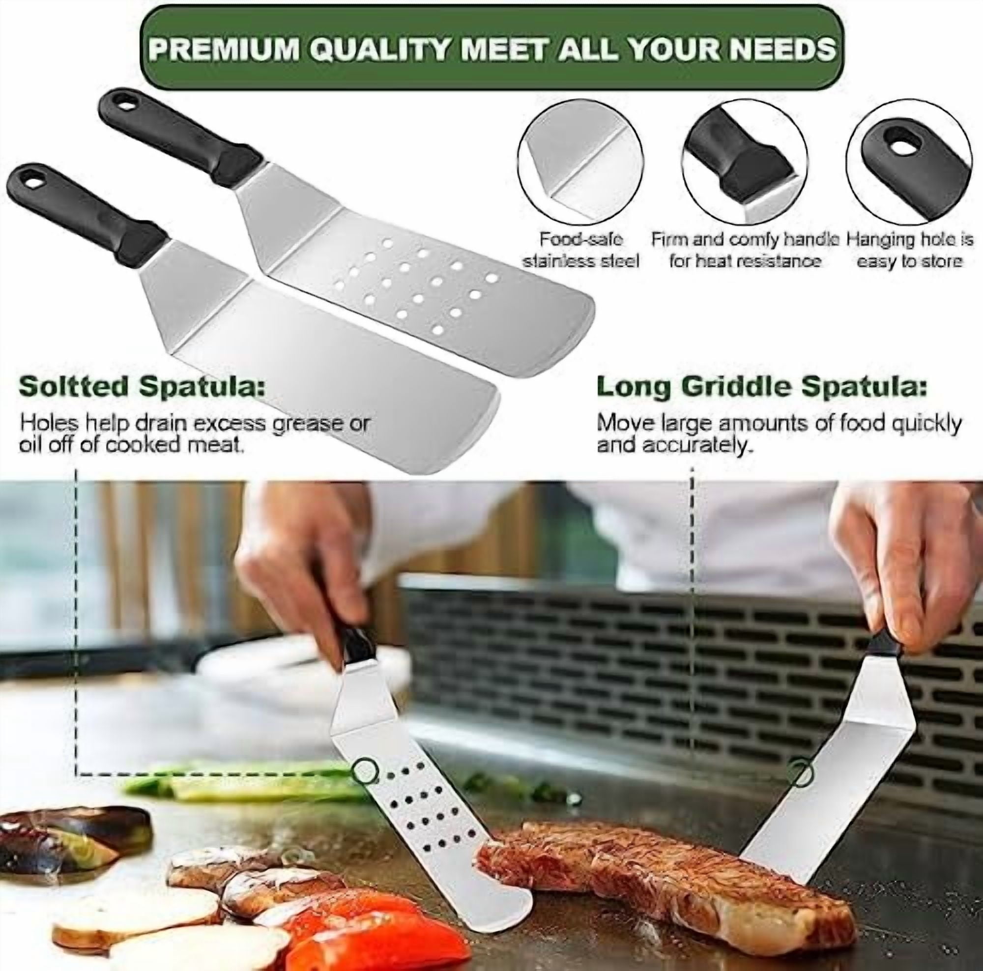 Griddle Accessories Set of 30, Flat Top Grill Accessories Set for Blackstone and Camp Chef, Grill Spatula Set with Enlarged Spatulas, Basting Cover, Scraper for Outdoor BBQ