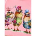 thumbnail image 4 of Camiseta con estampado gráfico de pollos de dibujos animados, camiseta informal y moderna para niña para primavera y verano, ropa para actividades al aire libre., 4 of 6