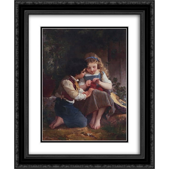 Emile Munier 2x Matted 20x24 Black Ornate Framed Art Print 'A Special Moment'