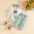 thumbnail image 2 of xaweyi Toddler Girls Winter Three Piece Outfit Cute Cartoon Long Sleeve Top Trousers with Matching Headscarf Size 6-9 Months, 2 of 7