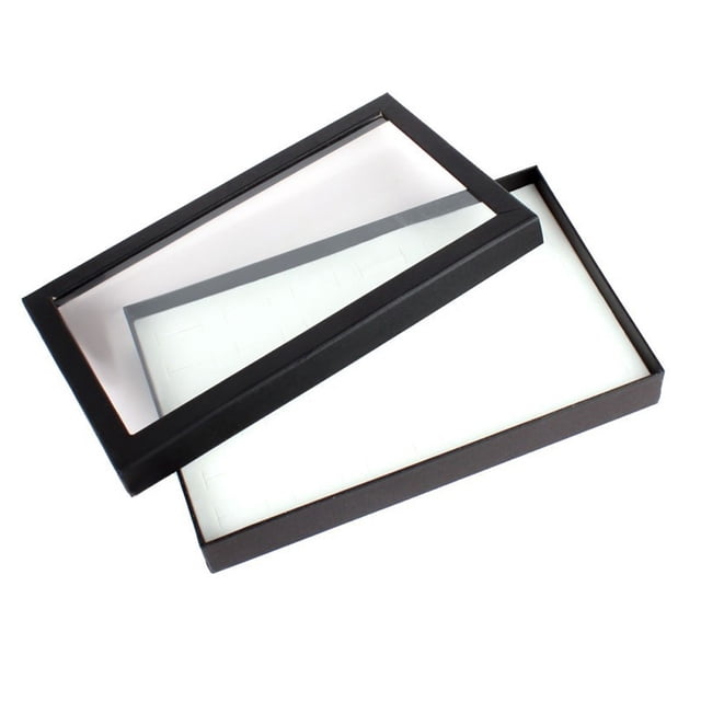 Injueey Joyero Anillo 36 Ranuras Estuche de almacenamiento Práctico Ear Studs Display Transparente Show Organizer Care Home Retail Store Almacenamiento y organización del hogar Negro Injueey JJ16901-00