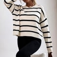 thumbnail image 4 of Suéter a rayas para mujer Suéter suelto blanco y negro Suéter suave Tops Otoño Invierno FLhrweasw Nuevo, 4 of 7