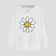 thumbnail image 2 of Htigea Women's Sunflower Sweatshirts Cute Hoodies with Pocket Drawstring Long Sleeve Hooded Pullover Casual Loose Fit Tops for Fall Winter White S, 2 of 3