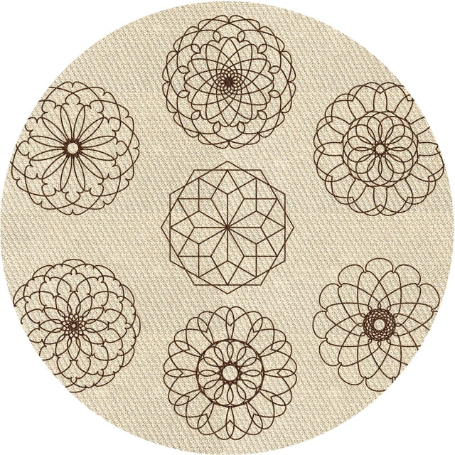 Ahgly Company Tapis Rond Lavable en Machine Intérieur Transitionnel Pérun Brun, 7 Pieds Rond
