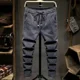 thumbnail image 4 of Pantalones cargo para hombre, ajustados, elásticos, rectos, negros, largos, holgados, de algodón y licra, talla grande, a la moda, nuevos, de alta calidad, estilo emo, 4 of 4