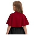 thumbnail image 4 of Yartina Little Girls Elegant Shawl Wraps Mock Neck Bolero Shrug Cardigan Top Cape Burgundy 3-5, 4 of 7