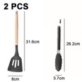 thumbnail image 2 of Juego de utensilios de cocina de silicona, 2 uds., resistentes al calor, mangos de madera para utensilios de cocina antiadherentes, 2 of 5