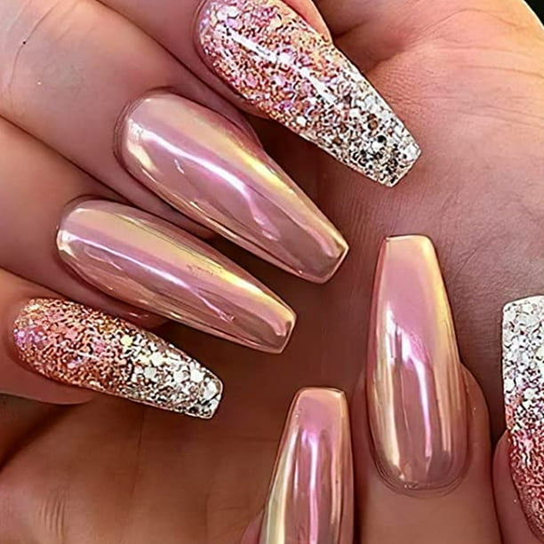 Polvo de uñas efecto espejo de metal holográfico aurora pigmento camaleón,  gel para decoración de uñas polvo de espejo mágico sólido | Bodega Aurrera  en línea