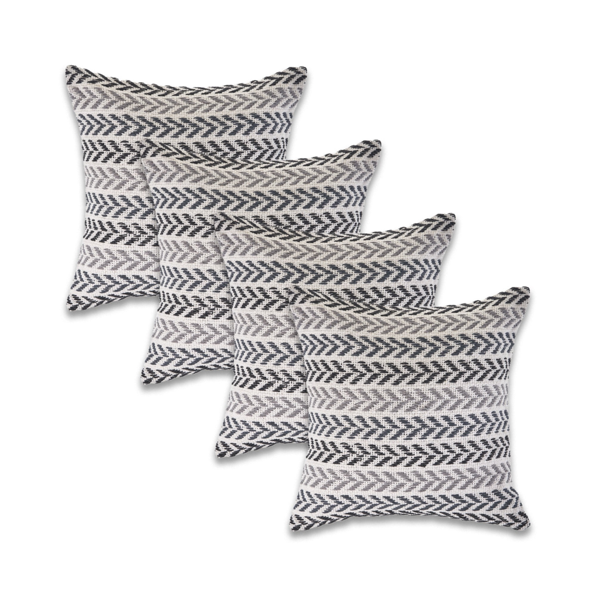 Harlow Hill Black Chevron All-Natural Cotton Square 4 Piece Pillow Cover Set