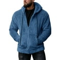 thumbnail image 1 of Hombres Otoño Prendas de abrigo Cremallera Sudadera con cordón Sudaderas con capucha con bolsillos Cárdigan de felpa de manga larga para hombre Chaqueta de invierno de color sólido de ajuste regular, 1 of 2