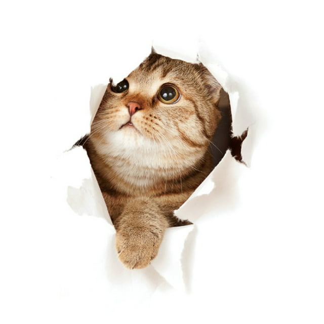 Mistaha Autocollant de Toilette Chat 3D Mignon Imperméable pour Mur - Style 8 XP2005