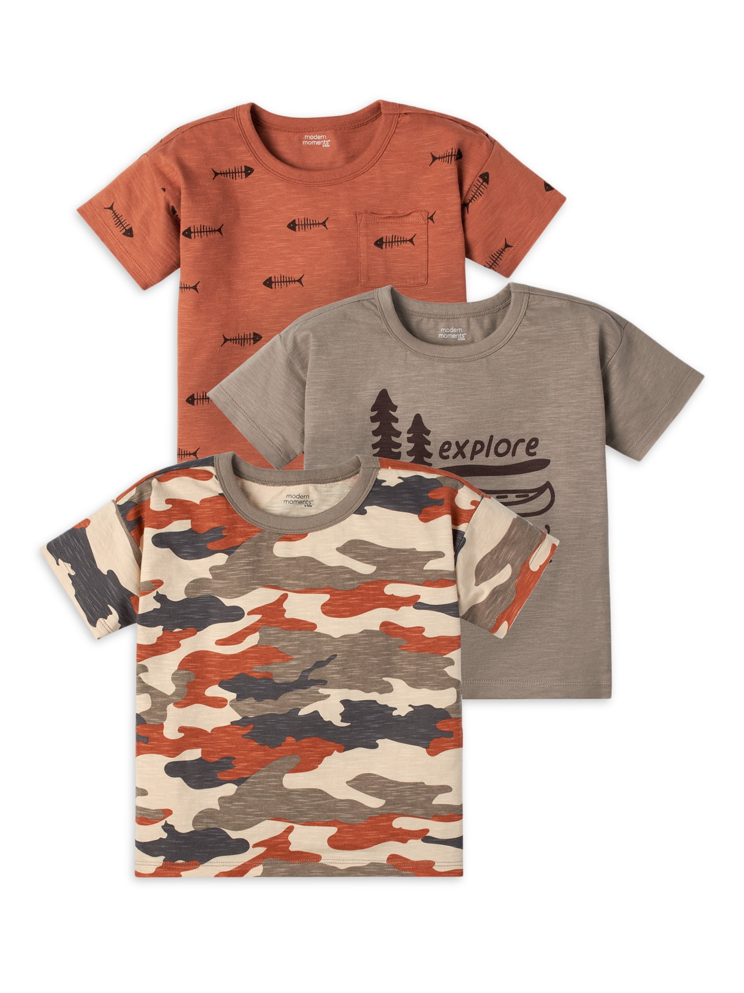 Modern Moments by Gerber Baby and Toddler Boy Short-Sleeve T-Shirts, 3-Pack, Sizes 12M-5T