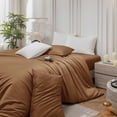 thumbnail image 2 of MooMee Duvet Cover Set Queen 600-TC 100% Extra Long-Staple Cotton Sateen Silky Smooth Luxury (Dark Orange), 2 of 8
