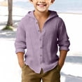 thumbnail image 2 of Mercatoo Cotton Linen Shirt for Boys Summer Casual Hawaiia1 Beach Hoodie Kids Long Sleeve Button Down Shirts Lightweight Tops, 2 of 4
