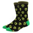 thumbnail image 1 of Alien Face Pattern Socks from the Sock Panda (Adult Large - Men's Shoe Sizes 8-12), 1 of 3