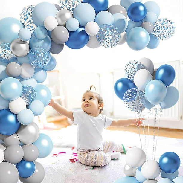 Ballons en Latex Bleu Argent Blanc, 50pcs Ballon Bleu et Blanc Argent  Confettis Métallique Ballons pour Enfant Garçon Anniversaire Baby Shower  Baptéme Mariage Décorations Fête, 30,5 cm Bleu : : Cuisine et