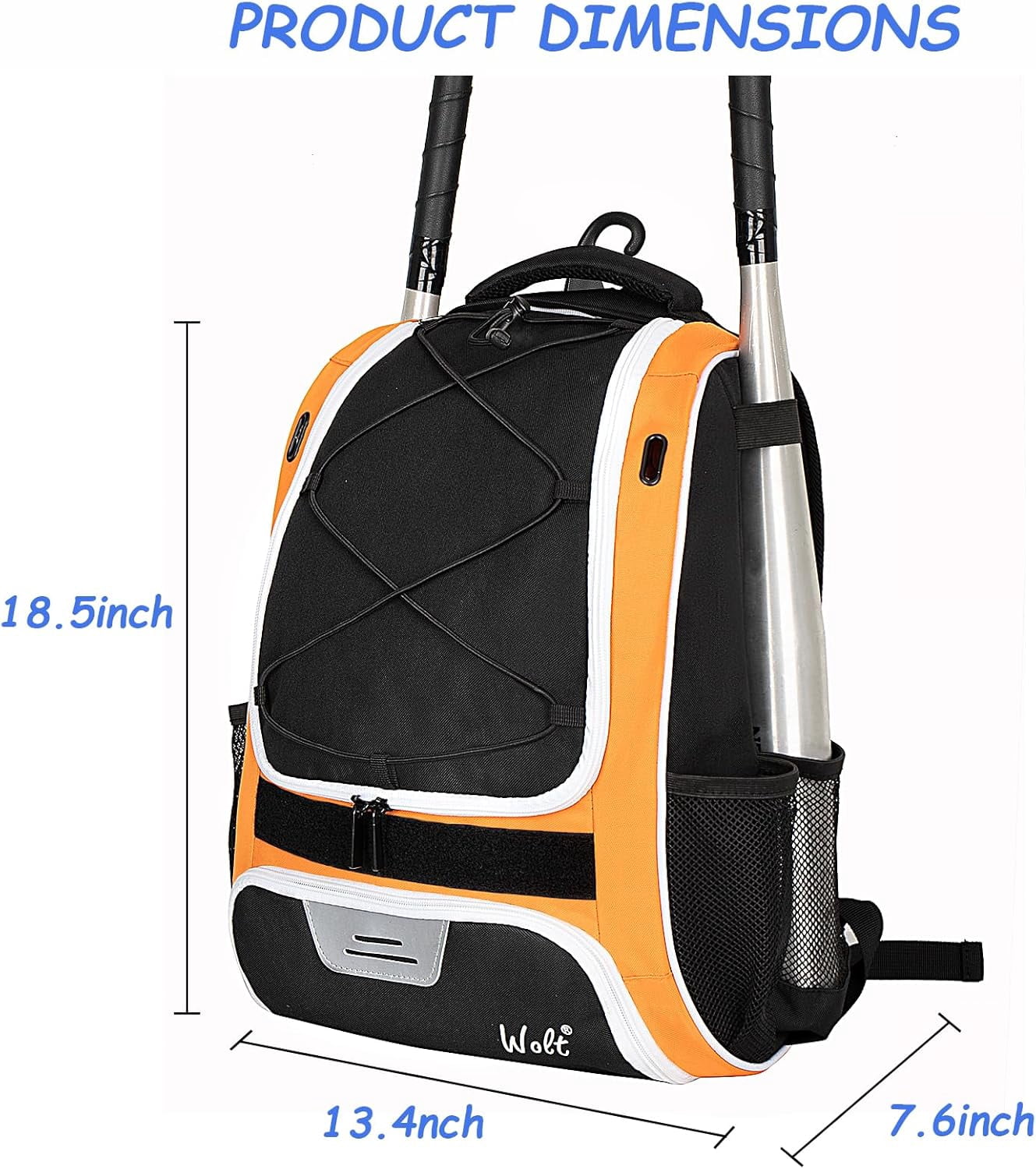 Youth Baseball Bag - Bat Backpack for Baseball, T-Ball & Softball Equipment & Gear, Bat & Glove Holder, Large Main Compartment for Helmet & accessories, Separate Shoes Compartment, Fence Hook